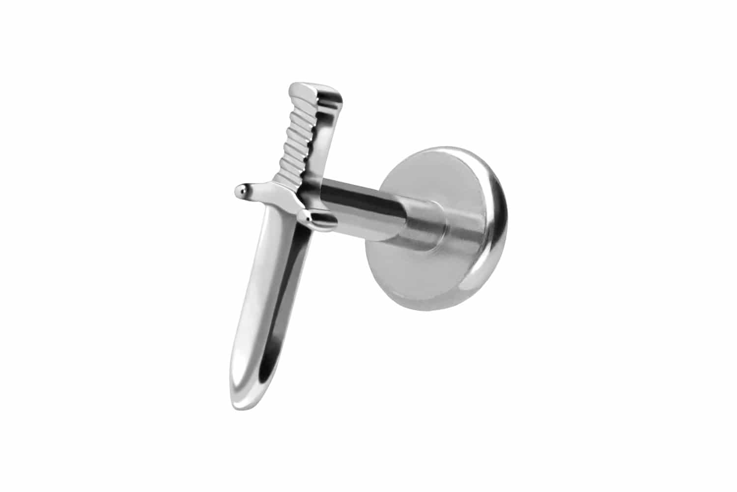 Titan Labret Piercing mit Push Fit SCHWERT
